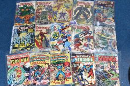 BOX OF MOSTLY MARVEL COMICS, mixture of cents and pence variants, includes Fantastic Four, Captain