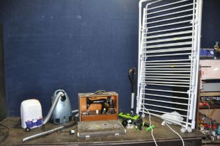 A COLLECTION OF HOUSEHOLD ELECTRICALS including a G Tech cordless vacuum cleaner with power supply