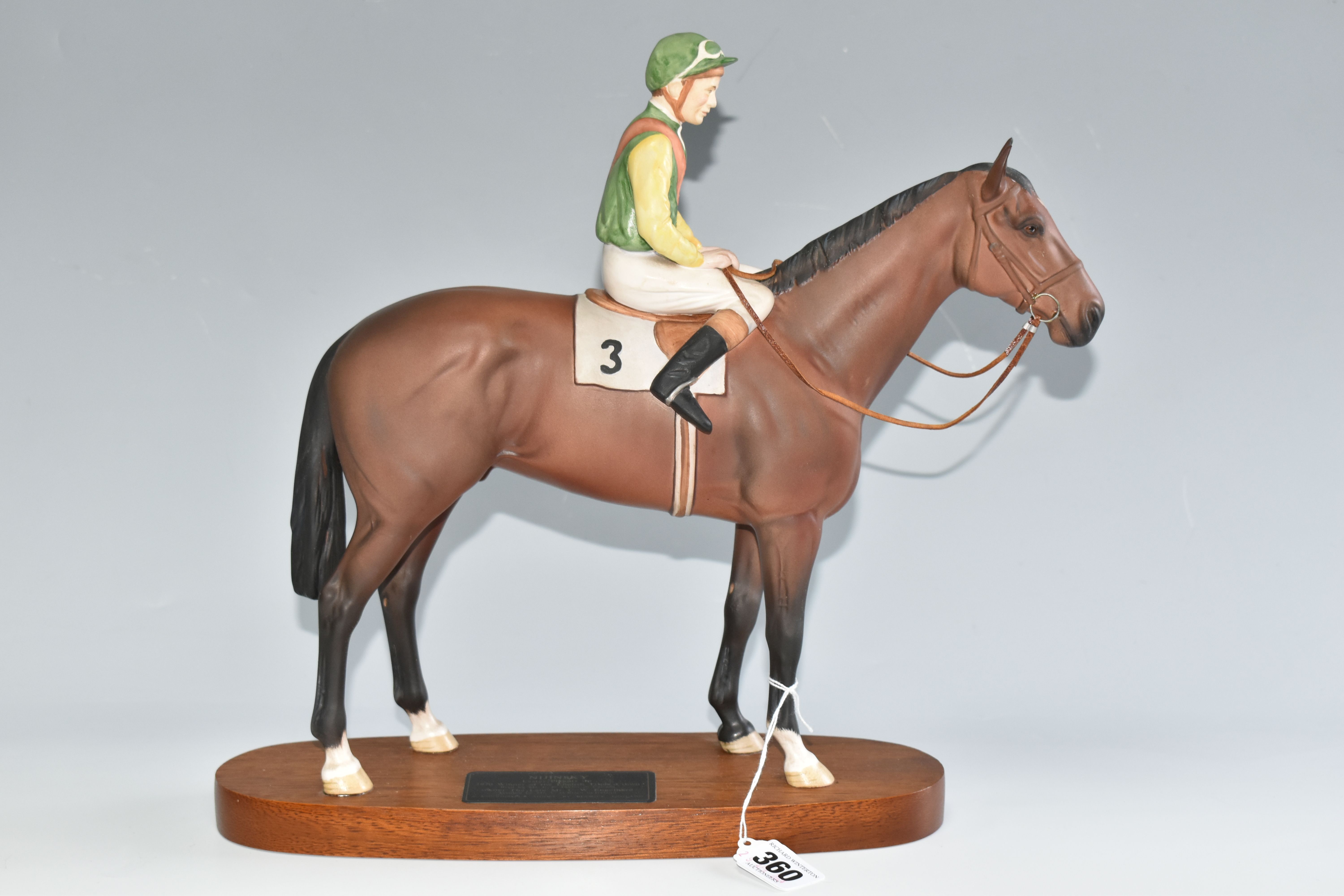 A BESWICK NIJINSKY FIGURE, with Lester Piggott Up, no 2352, from the Connoisseur Horses series, the