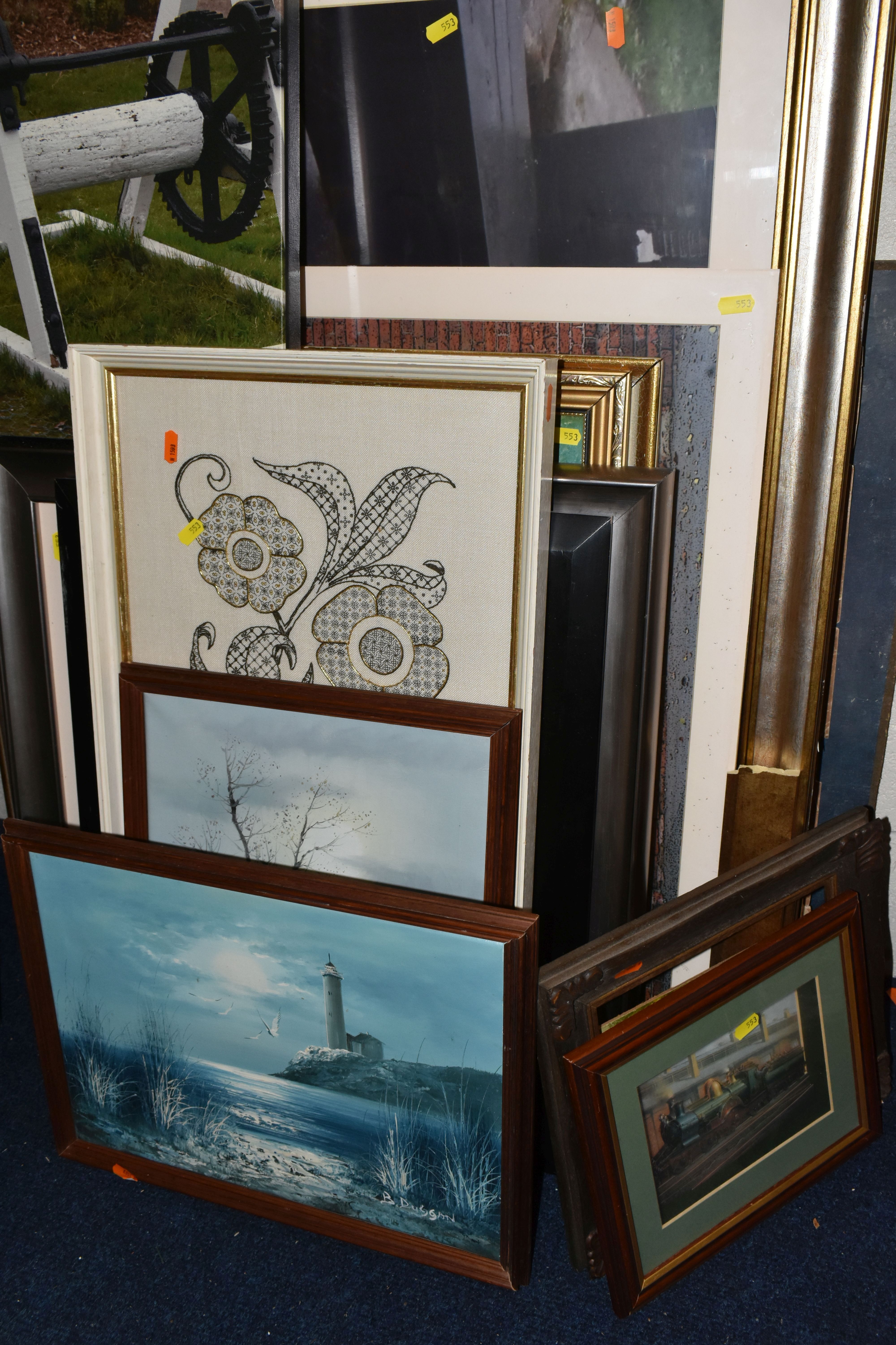 A QUANTITY OF PAINTINGS AND PRINTS ETC, to include an indistinctly signed post-impressionist style - Image 3 of 5