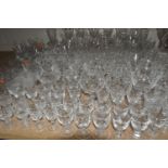 A SELECTION OF CUT GLASSWARES DRINKING GLASSES, to include Webb Corbett and Stuart wine glasses,