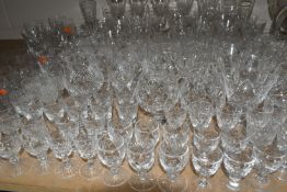 A SELECTION OF CUT GLASSWARES DRINKING GLASSES, to include Webb Corbett and Stuart wine glasses,