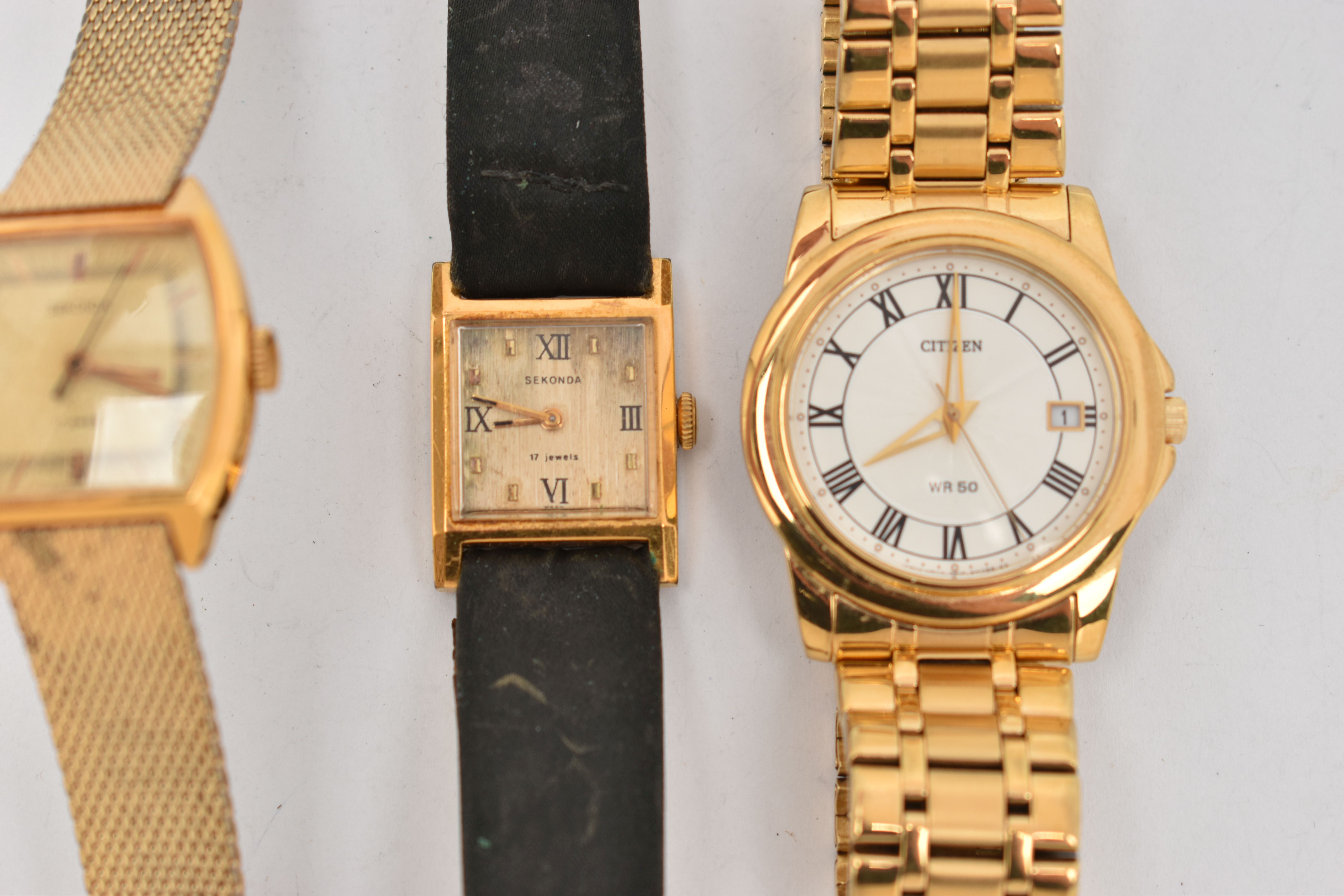 THREE WRISTWATCHES, the first a gents gold plated 'Citizen' WR50, together with two ladies ' - Image 3 of 4