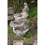 A HENRI STUDIOS ORNAMENTAL THREE TIER WATER FEATURE, depicting beavers basking in and around rock