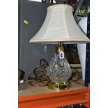 A BOXED WATERFORD CRYSTAL TABLE LAMP, with cream shade, height 26cm (1) (Condition Report: untested,