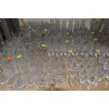 A QUANTIY OF CUT GLASS DRINKING GLASSES, to include eight Webb Corbett sherry?, brandy and port?