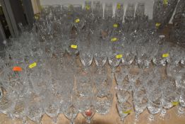 A QUANTIY OF CUT GLASS DRINKING GLASSES, to include eight Webb Corbett sherry?, brandy and port?
