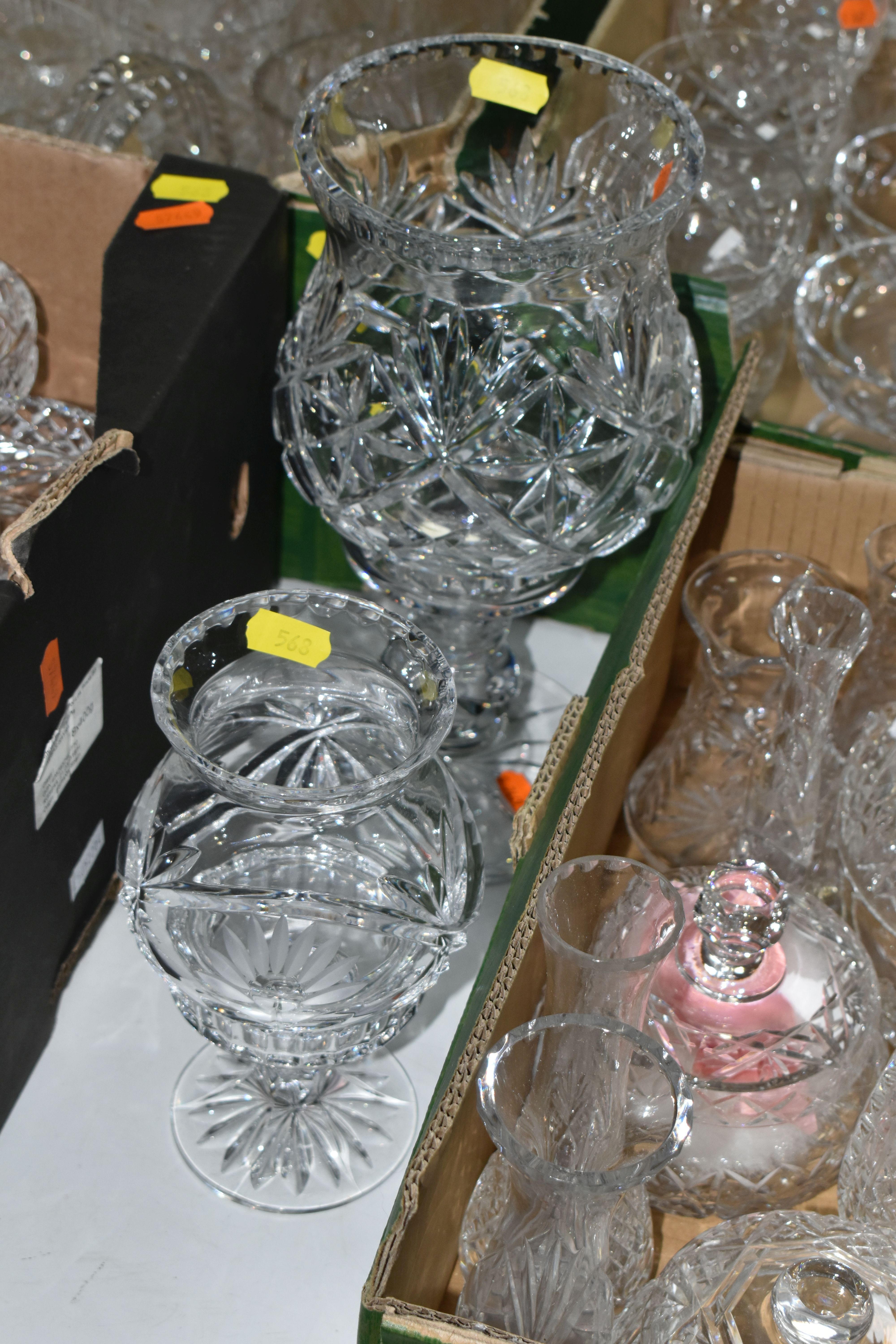 FOUR BOXES AND LOOSE CUT GLASS VASES, DISHES AND BOWLS, to include Webb Corbett dessert dishes, - Image 2 of 6