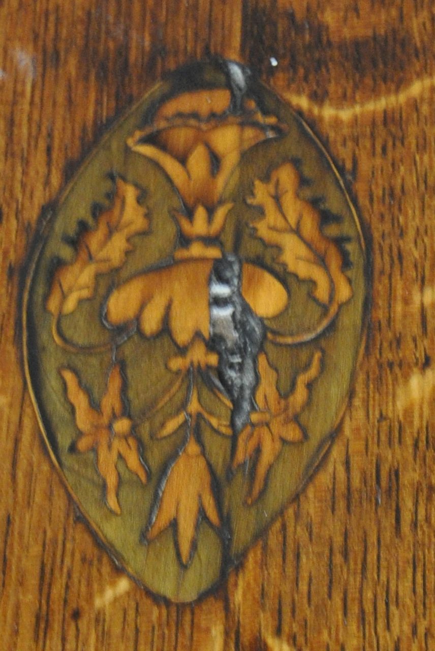 A GEORGIAN OAK EIGHT DAY LONGCASE CLOCK, with swan neck pediment above an arched glazed door, that's - Image 7 of 8