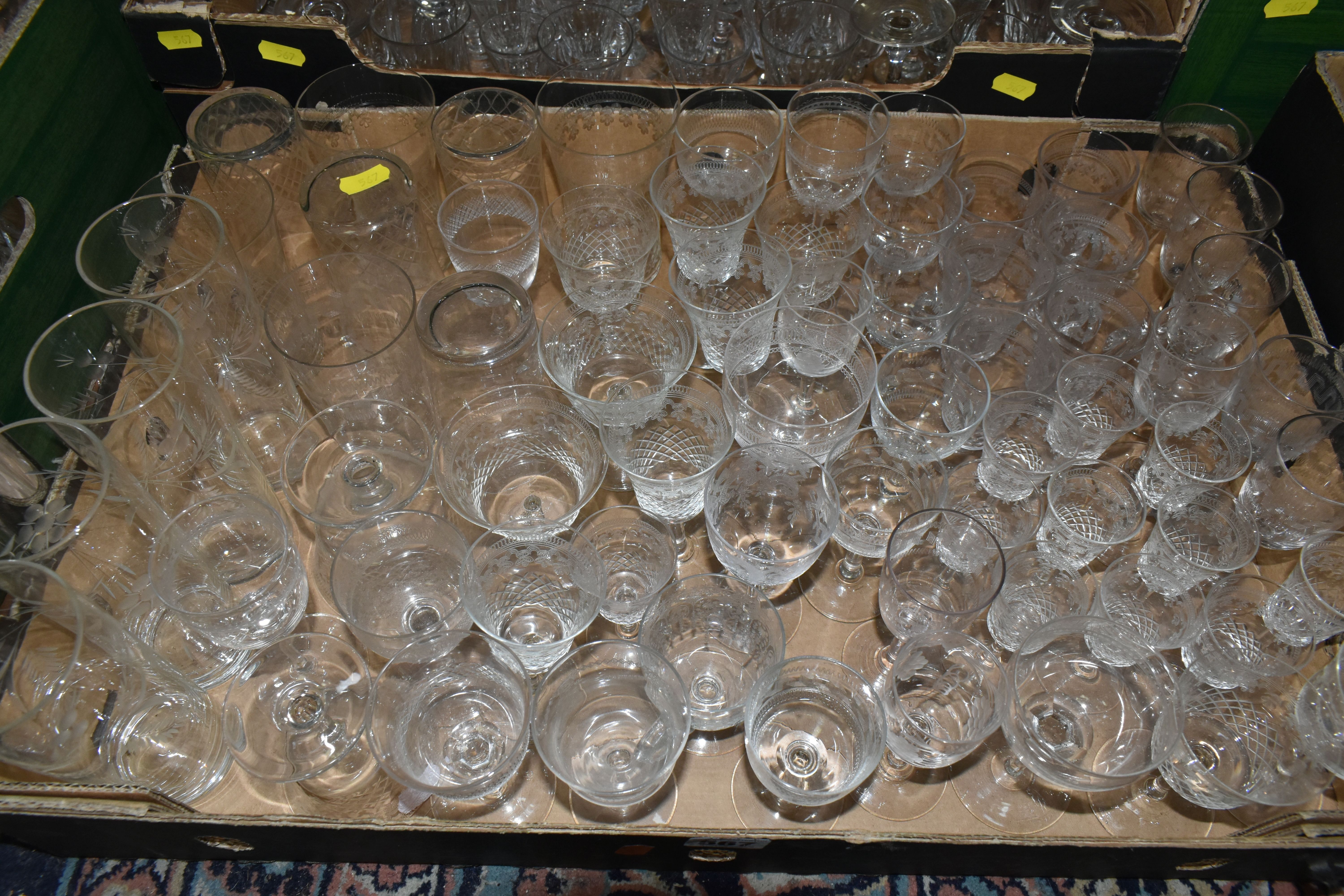 FIVE BOXES OF CUT GLASS AND GLASSWARE, to include Webb Corbett fruit bowls, dessert dishes, two - Image 2 of 6