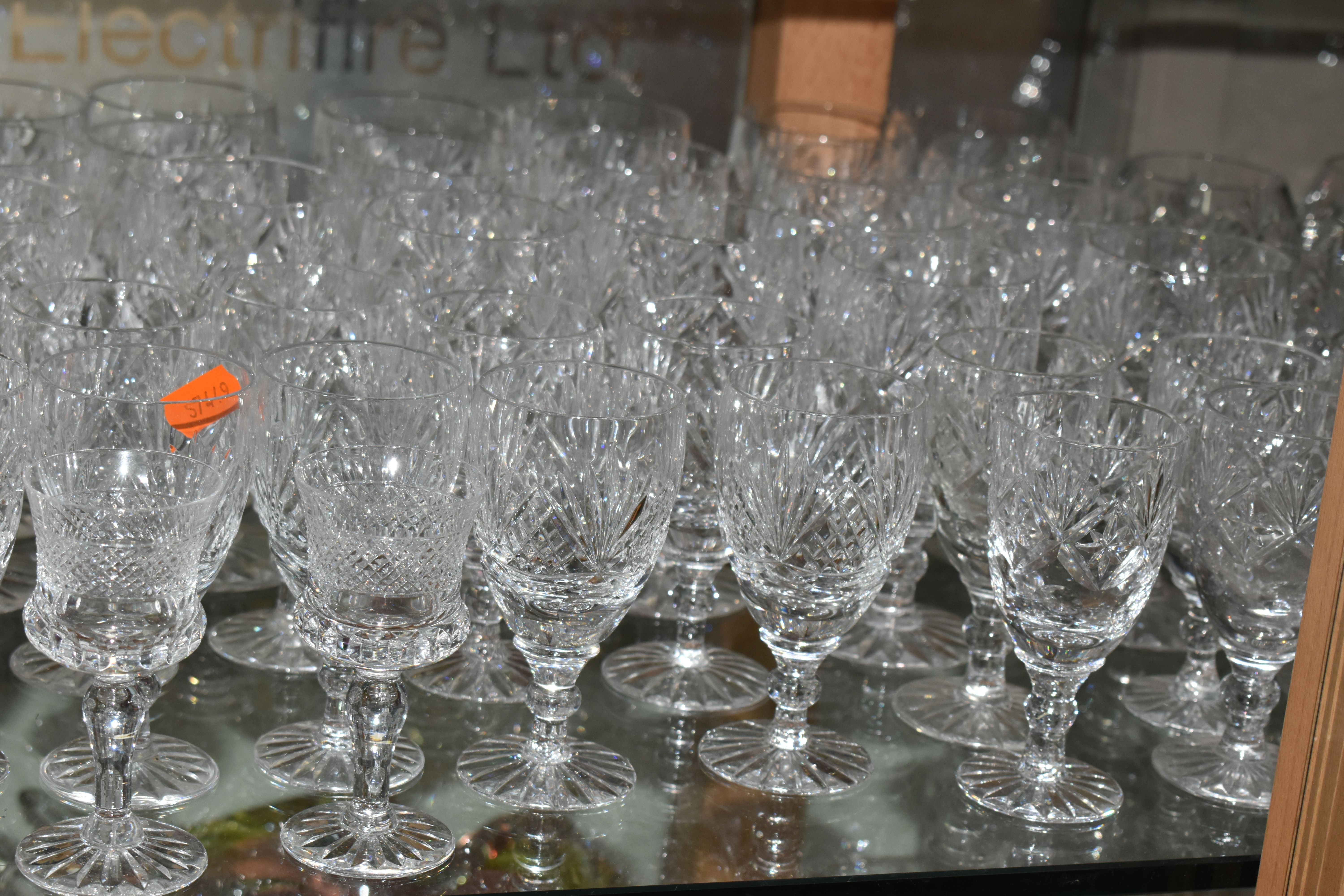 A QUANTITY OF CUT GLASS DRINKING GLASSES, mainly sets or part sets of glasses, tumblers, sherry - Image 3 of 13
