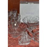 SEVEN PIECES OF WATERFORD GLASSWARES, comprising two Marquis 'Sheridan' 10 inch flared bowls, one