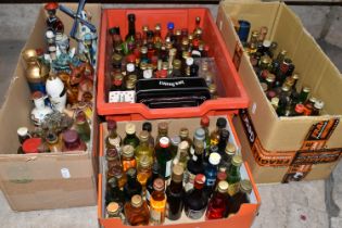 ALCOHOL, Four Boxes containing over 150 assorted 'Miniatures' to include blended and single malt