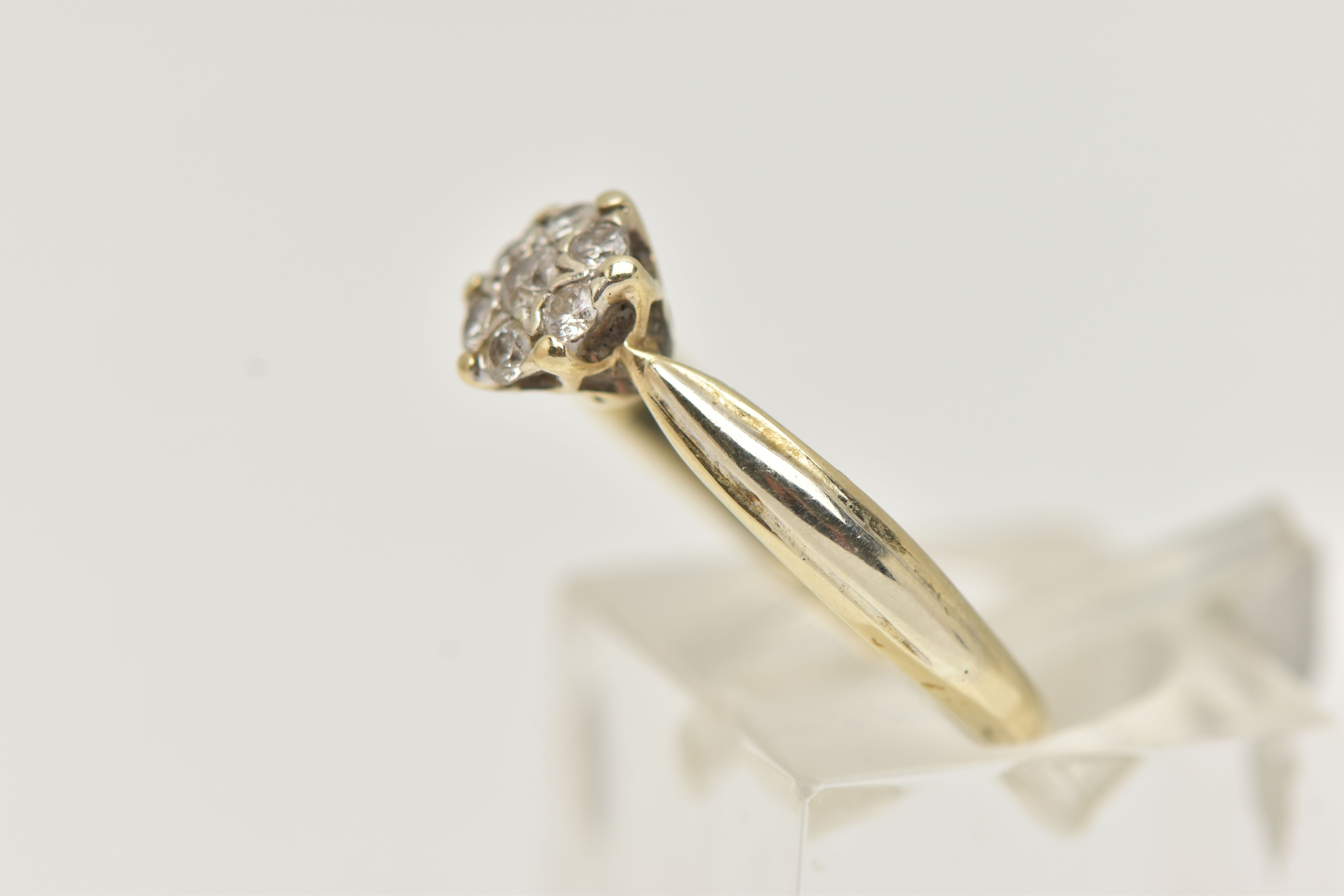 A 9CT GOLD DIAMOND CLUSTER RING, small circular cluster set with seven round brilliant cut diamonds, - Image 2 of 4