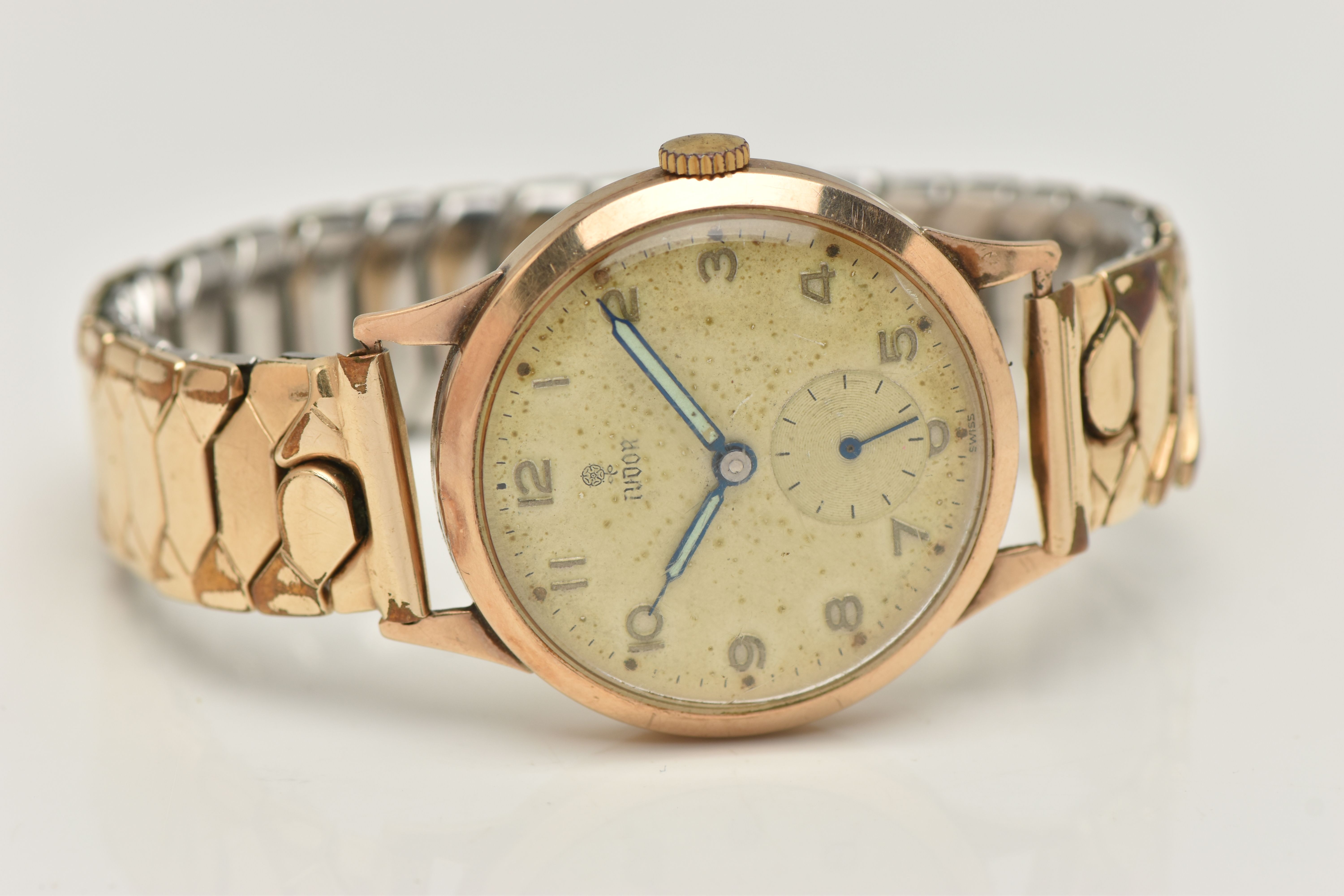 A 9CT GOLD 'TUDOR' WRISTWATCH, hand wound movement, round dial signed 'Tudor', Arabic numerals, - Image 4 of 6