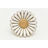 A GEORG JENSEN ENAMEL DAISY BROOCH, gilt daisy with white enamel petals, signed to the reverse '