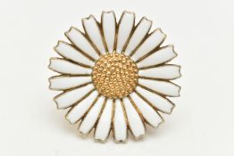 A GEORG JENSEN ENAMEL DAISY BROOCH, gilt daisy with white enamel petals, signed to the reverse '