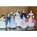 EIGHT ROYAL DOULTON FIGURINES, comprising Margaret HN2397, Fair Lady HN2193, Fragrance HN2334 (