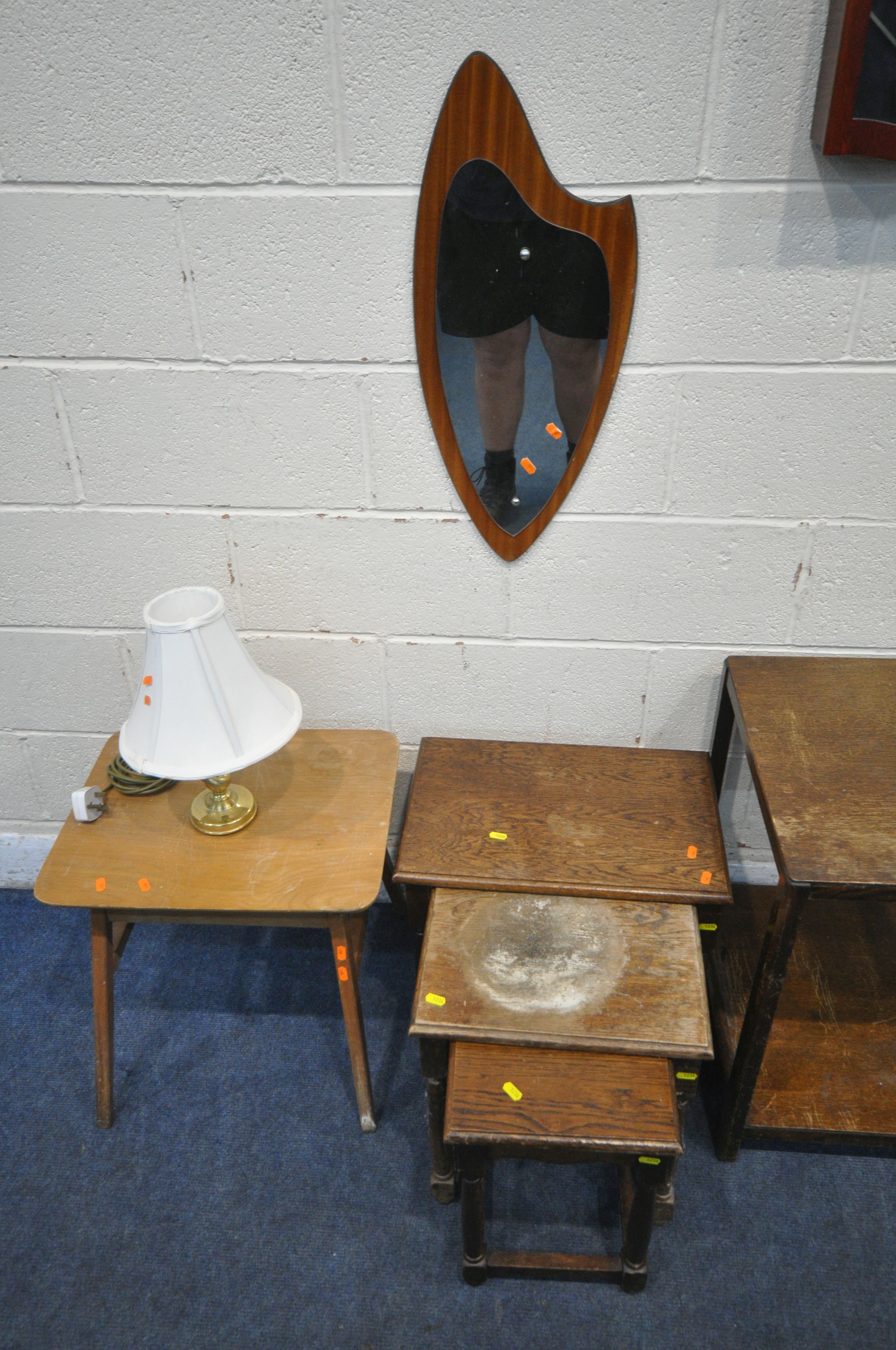 A MID CENTURY TEAK EFFECT COFFEE TABLE, with cylindrical tapered legs, width 92cm x depth 41cm x - Image 2 of 7