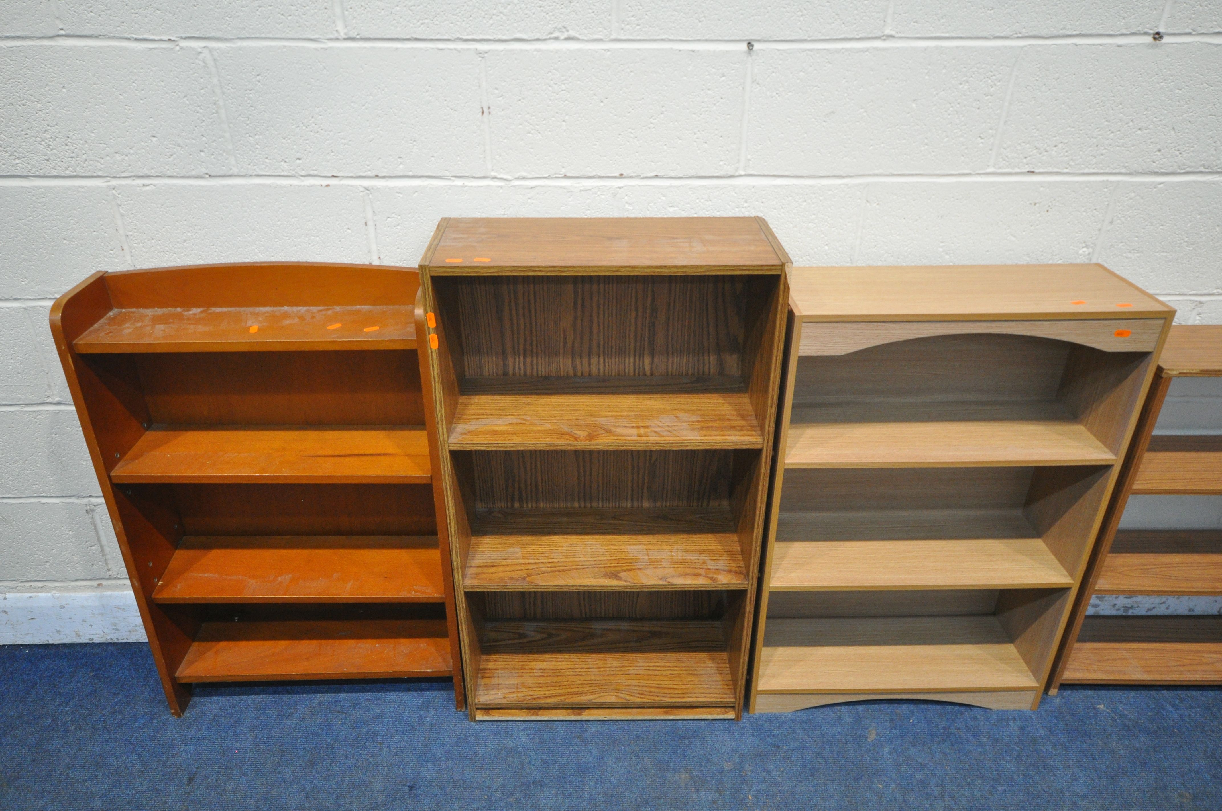 FIVE VARIOUS MODERN SMALL OPEN BOOKCASES, tallest bookcase width 58cm x depth 26cm x height 102cm ( - Image 2 of 5