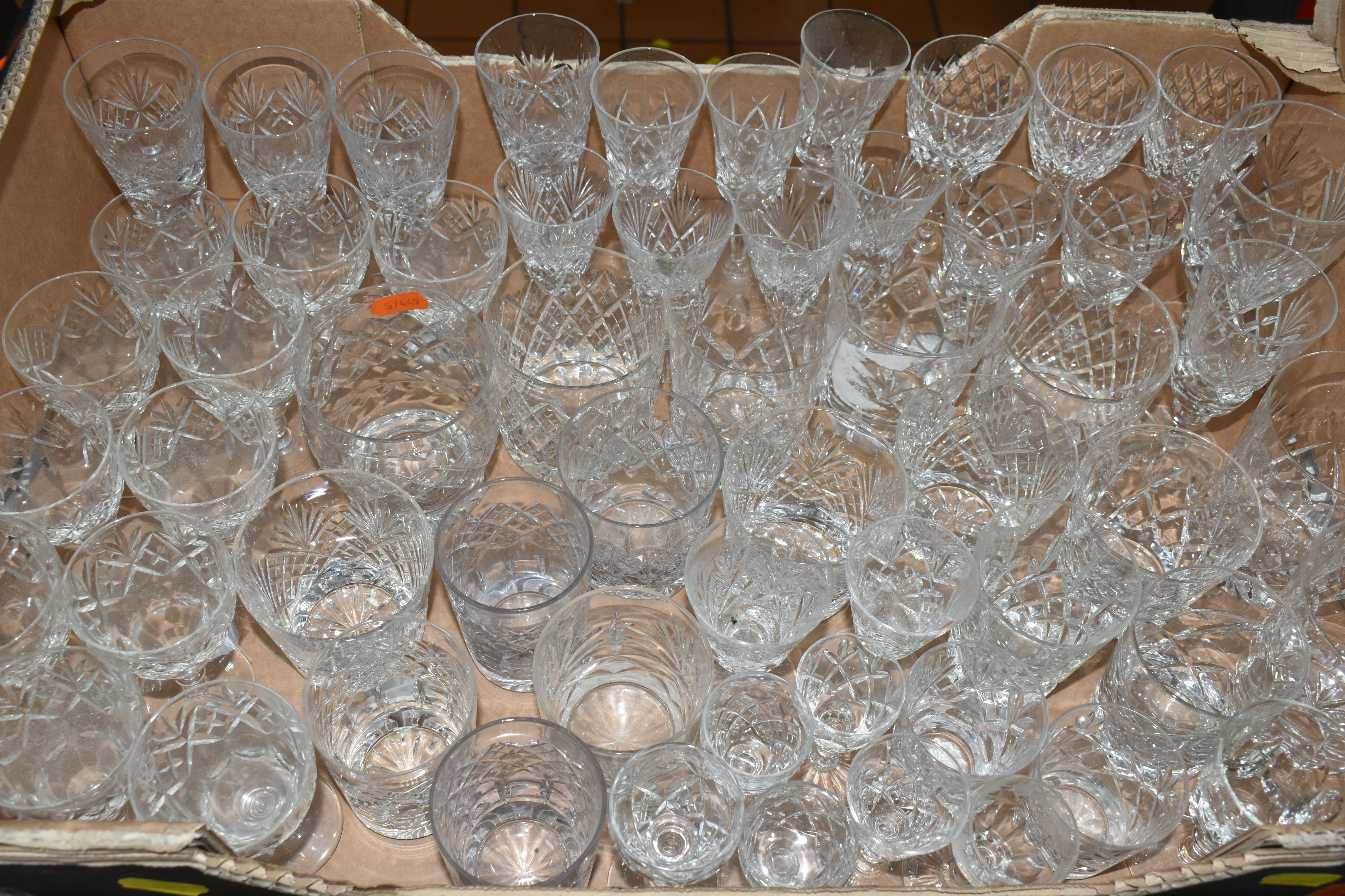 FOUR BOXES OF CUT GLASS, to include whisky tumblers, wine glasses, brandy glasses, port glasses, - Image 4 of 5