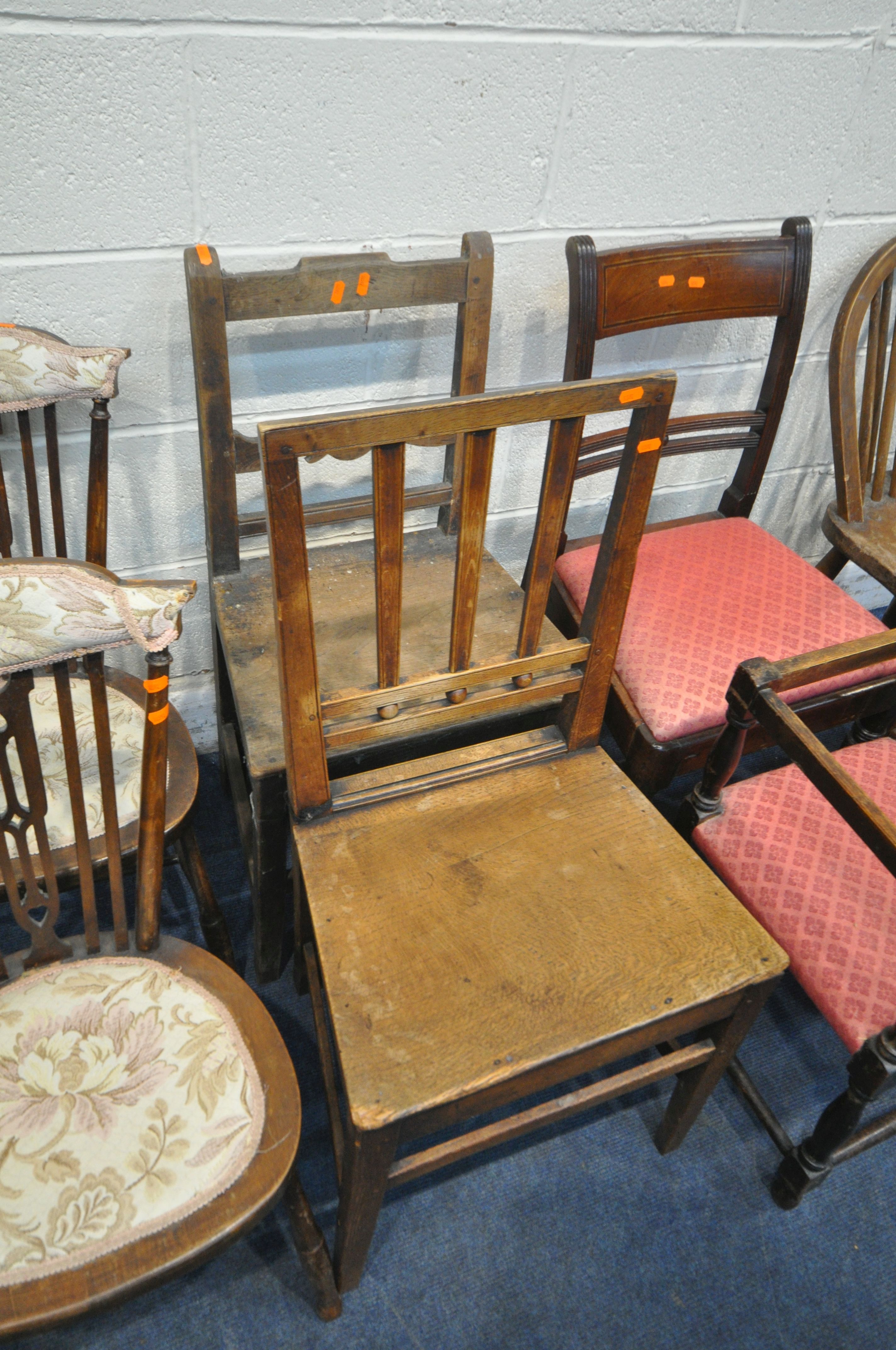 A VARIETY OF CHAIRS, to include a rest assured mini chair, a pair of Edwardian chairs, three oak - Image 4 of 5