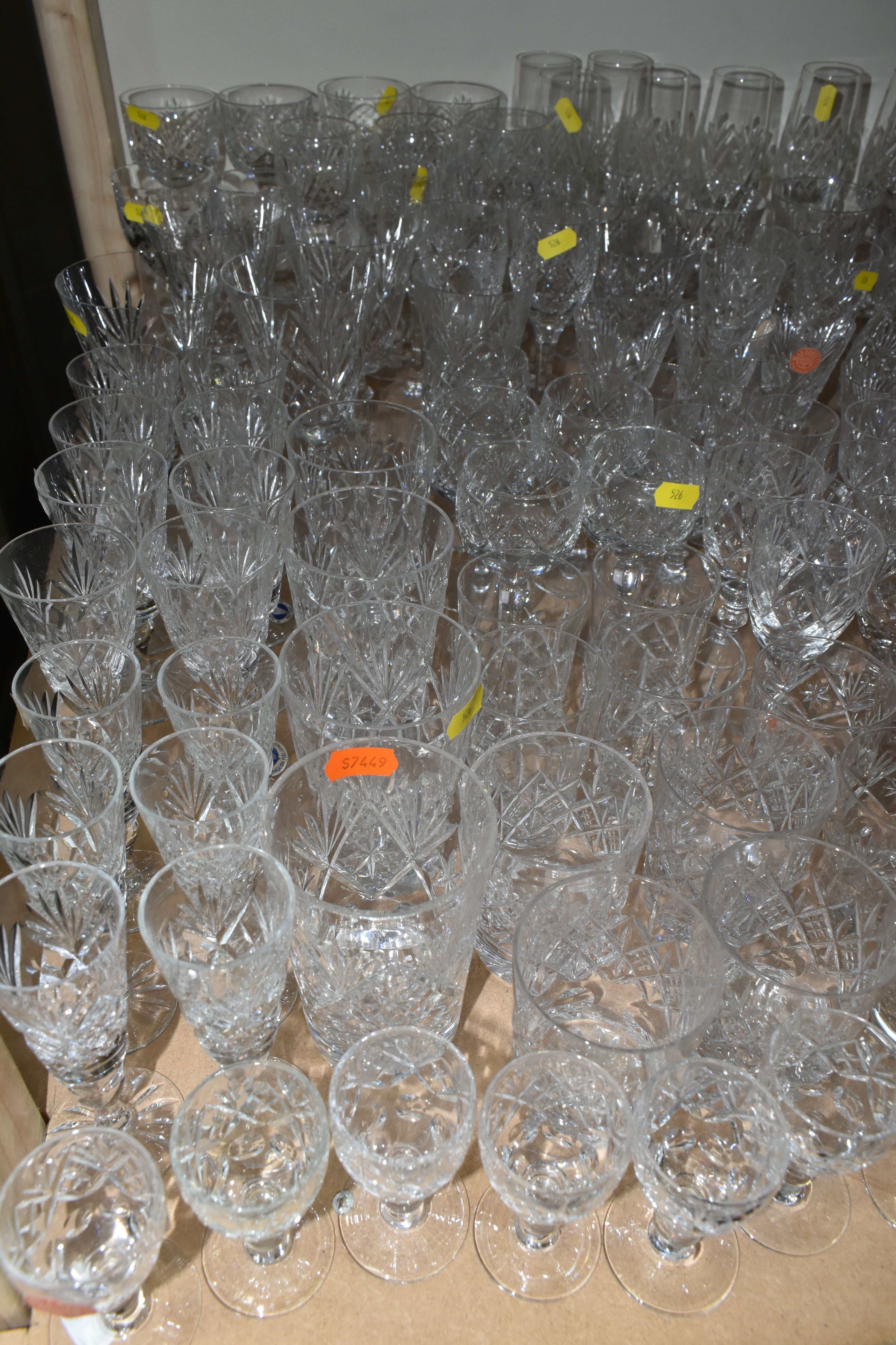 A QUANTIY OF CUT GLASS DRINKING GLASSES, to include eight Webb Corbett sherry?, brandy and port? - Image 5 of 7