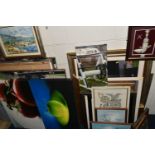 A QUANTITY OF PAINTINGS AND PRINTS ETC, to include an indistinctly signed post-impressionist style