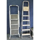 AN ALUMINIUM STEP LADDER 188cm high and a steel step ladder (2)