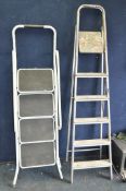 AN ALUMINIUM STEP LADDER 188cm high and a steel step ladder (2)