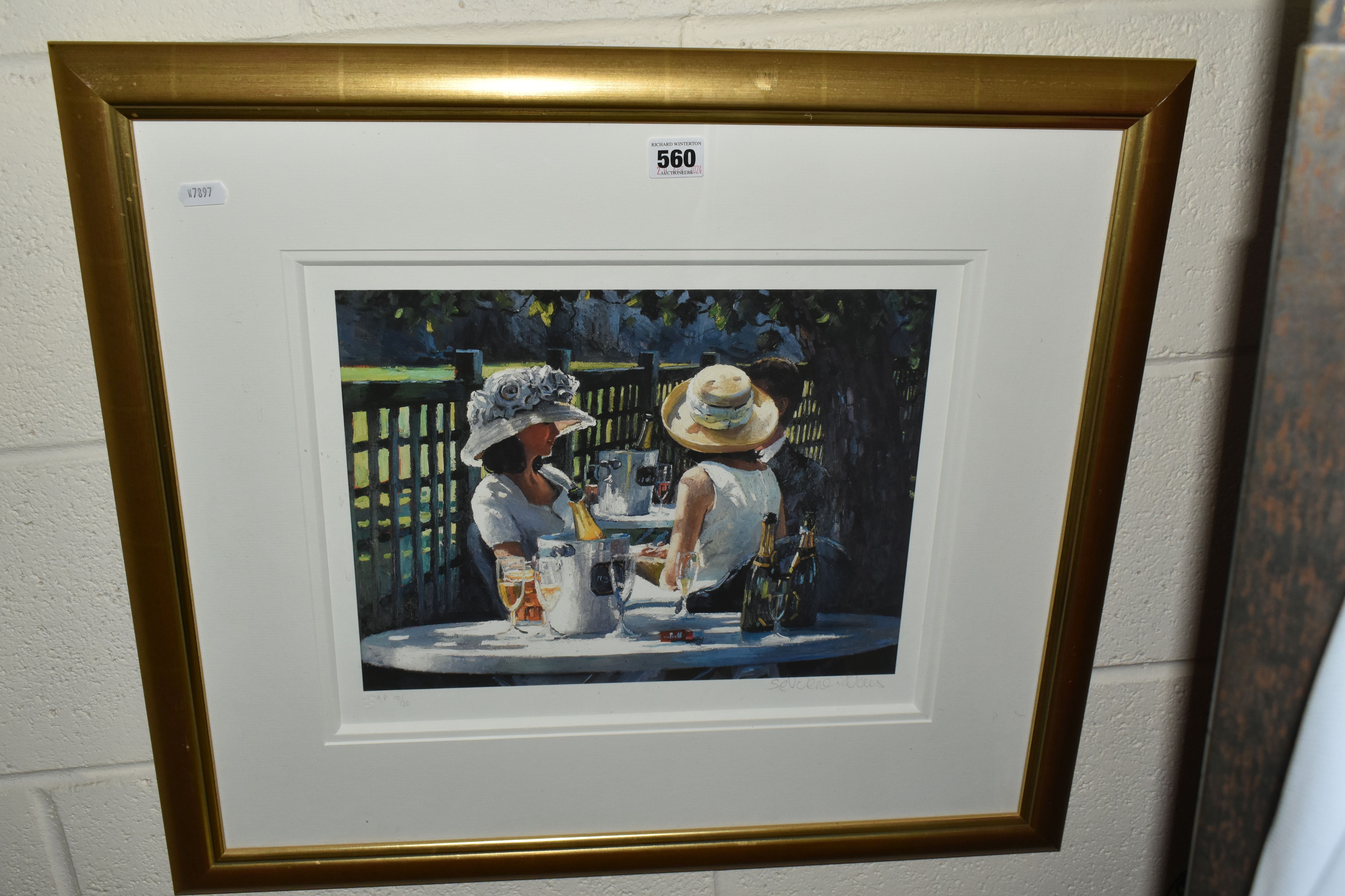 SHERREE VALENTINE DAINES (BRIITISH 1959) FIGURES CELEBRATING WITH CHAMPAGNE, a signed artist proof