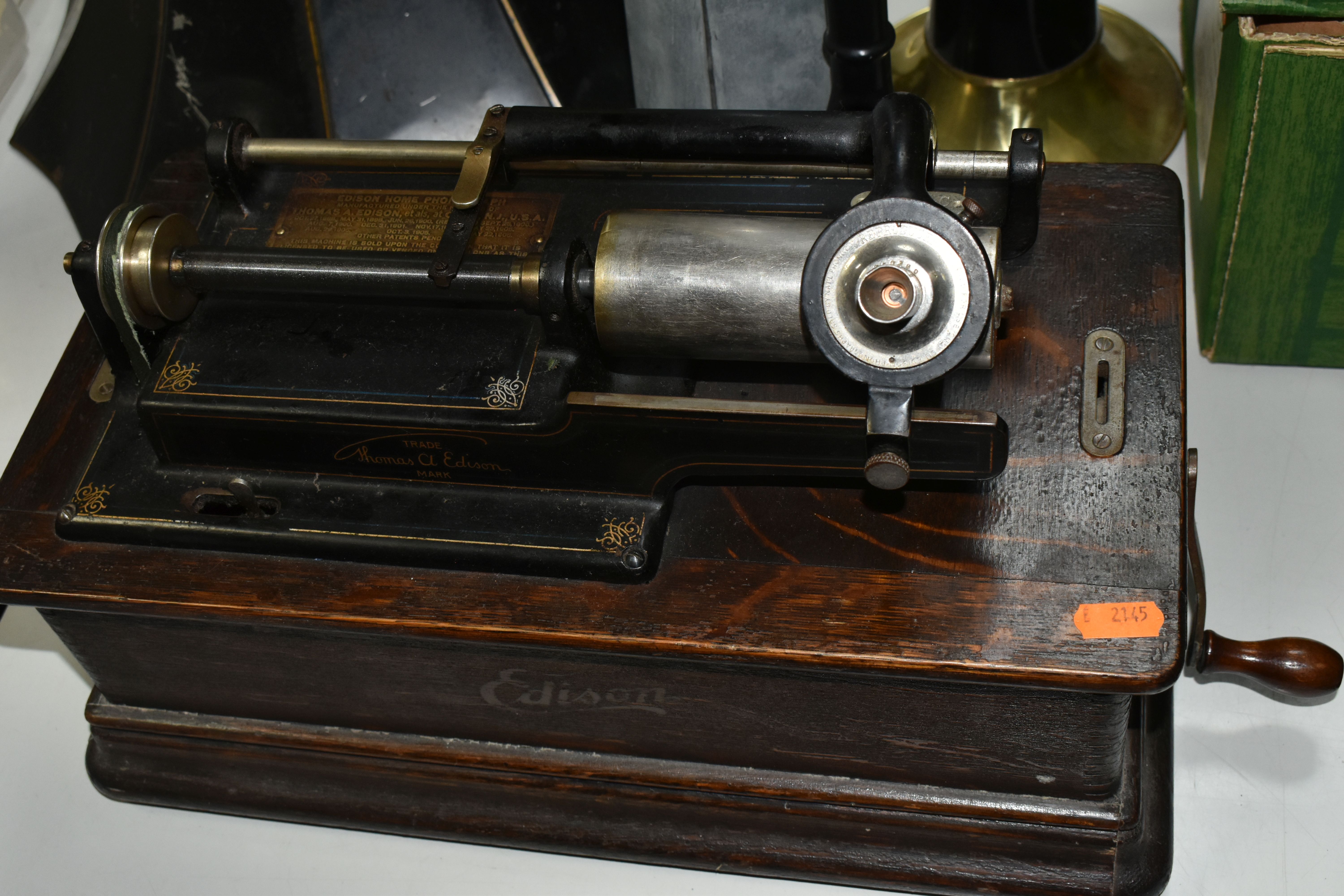 TWO EDISON PHONOGRAPHS AND A BOX OF ASSOCIATED RECORDS, comprising an Edison Standard Phonograph, - Image 10 of 23