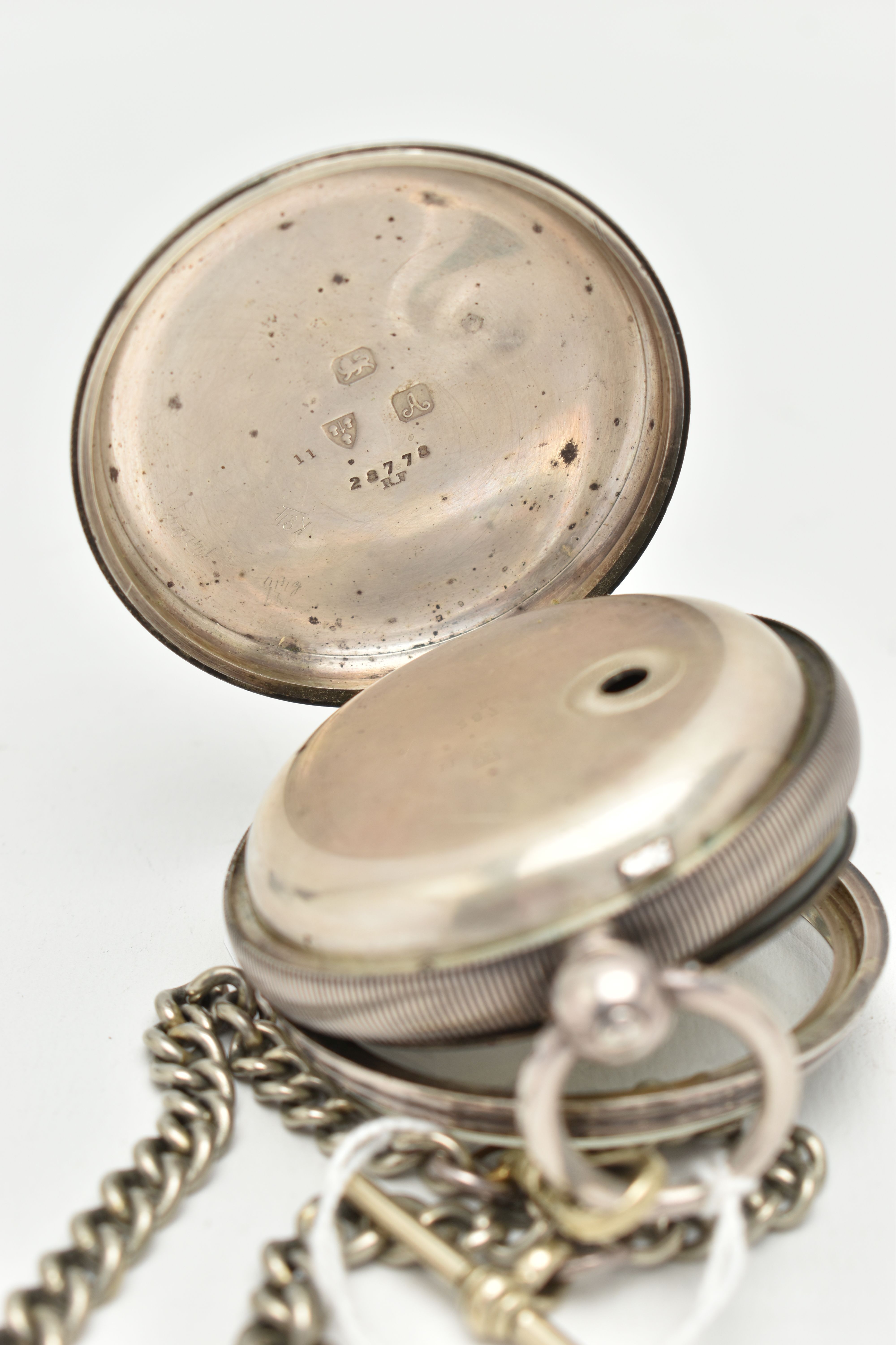 AN EARLY 20TH CENTURY, SILVER OPEN FACE POCKET WATCH, key wound, round white dial, signed ' - Image 4 of 6