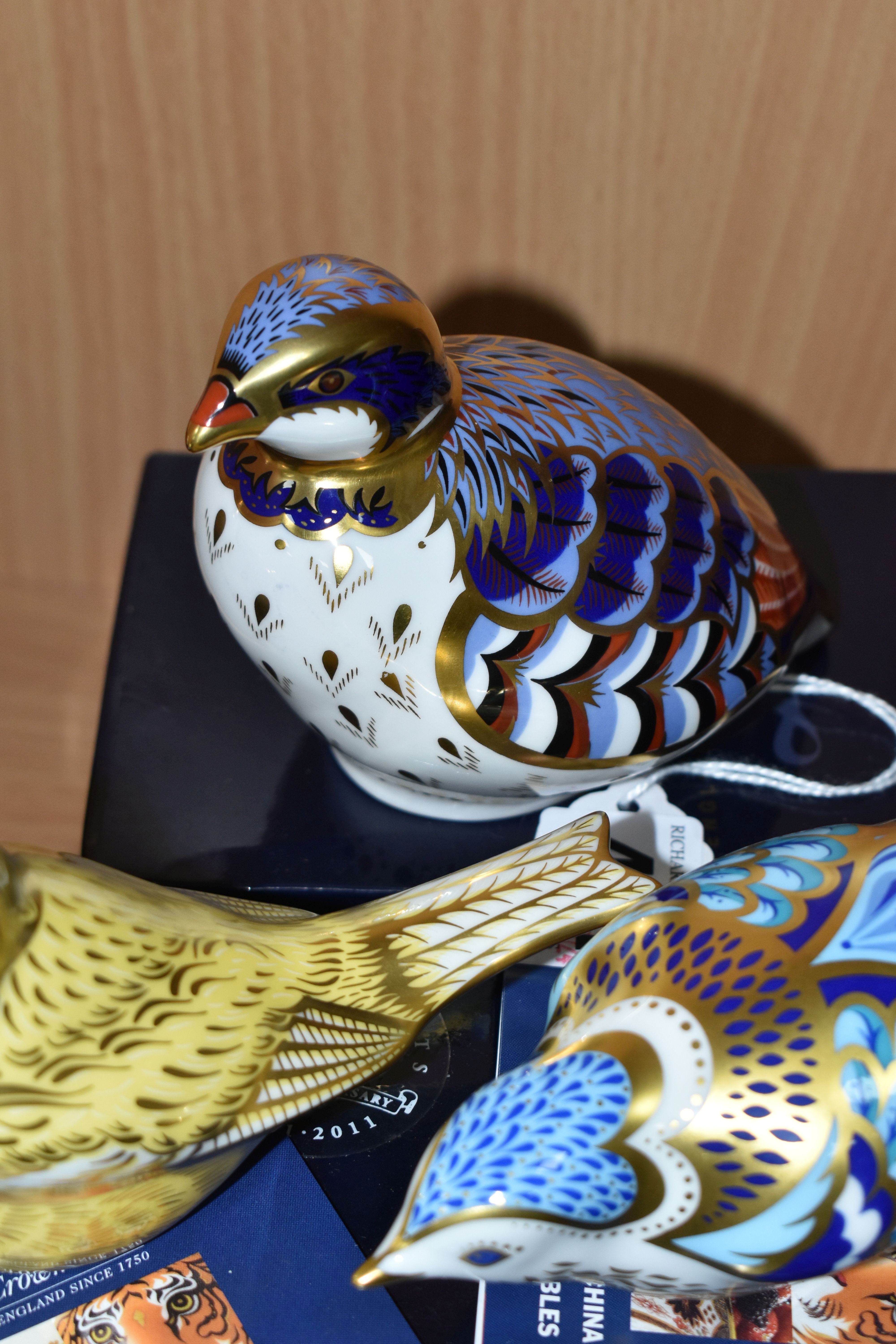 THREE BOXED ROYAL CROWN DERBY PAPERWEIGHTS, 'Red Legged Partridge', 'Mountain Bluebird' and ' - Image 3 of 4