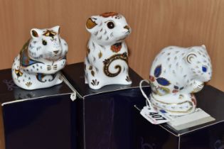 THREE BOXED ROYAL CROWN DERBY PAPERWEIGHTS, comprising Royal Crown Derby Collectors Guild 'Derby