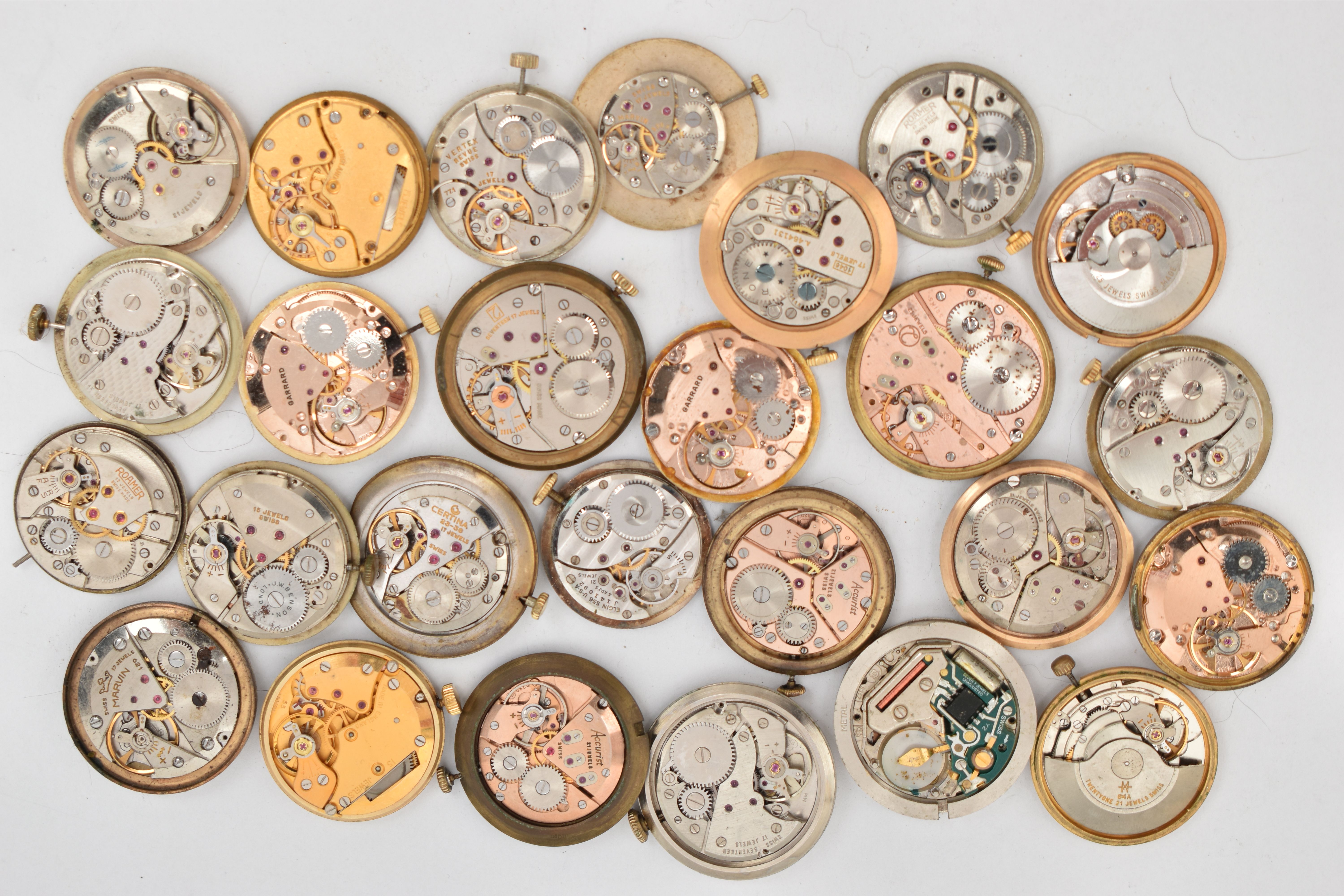 A BOX OF GENTS WATCH MOVEMENTS, various shapes, names to include 'Astral, Smiths, Garrard, J.W. - Image 5 of 8