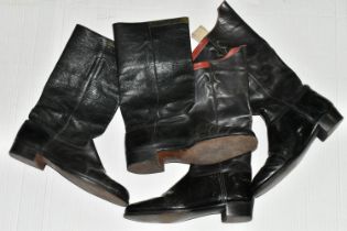 TWO PAIRS OF VINTAGE KEMBER & CO AND PEAL & CO LEATHER CAVALRY BOOTS, APPROXIMATE UK SIZE 7, one
