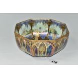 A WEDGWOOD FAIRYLAND LUSTRE OCTAGONAL SHAPED BOWL, an early 20th century Wedgwood Fairyland Lustre