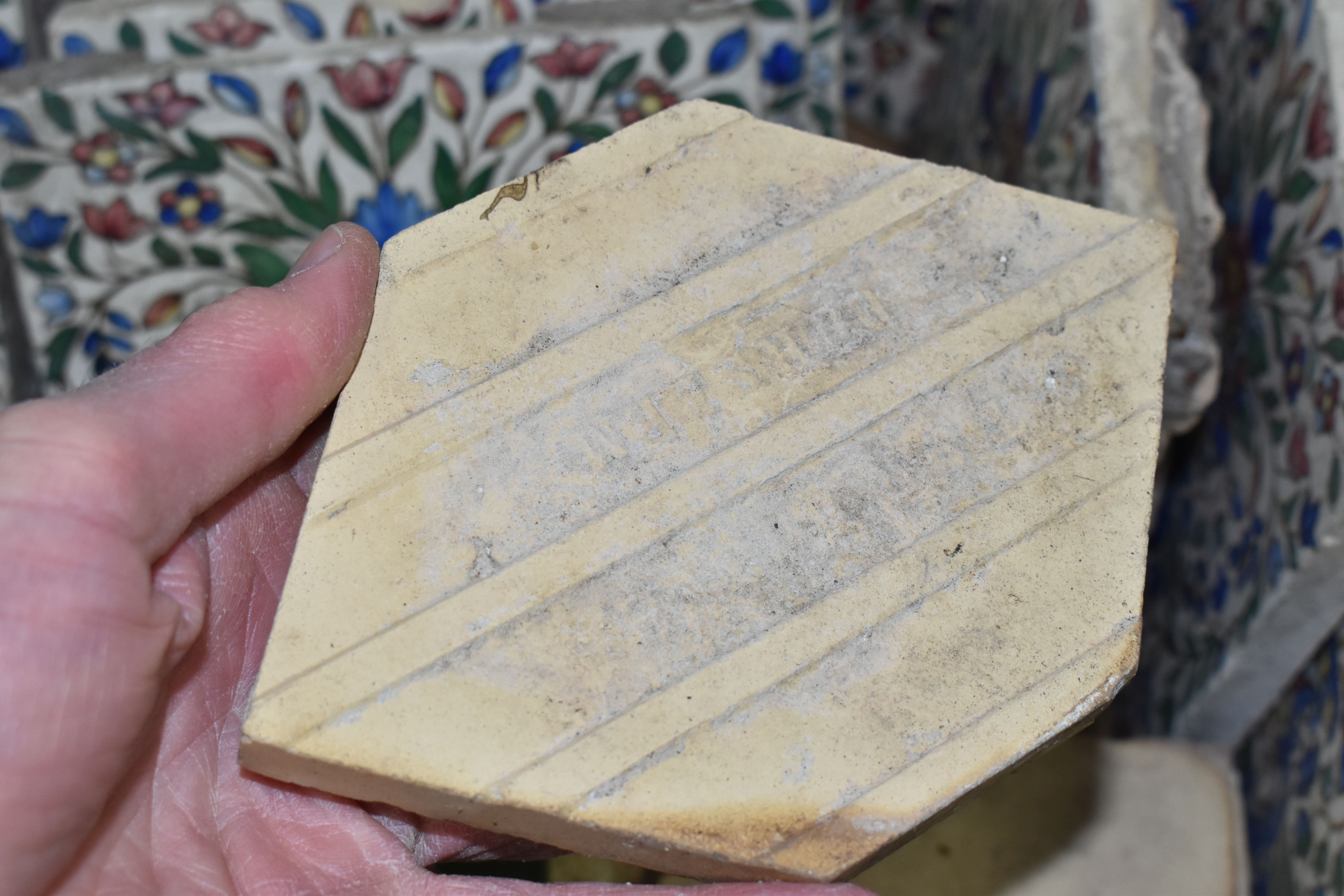 A BOX CONTAINING A SELECTION OF CERAMIC TILES INCLUDING BURSLEM AND WILLIAM DE MORGAN STYLE, - Image 3 of 8