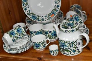A GROUP OF MIDWINTER 'SPANISH GARDEN' PATTERN TABLEWARE, comprising teapot, seven dinner plates,