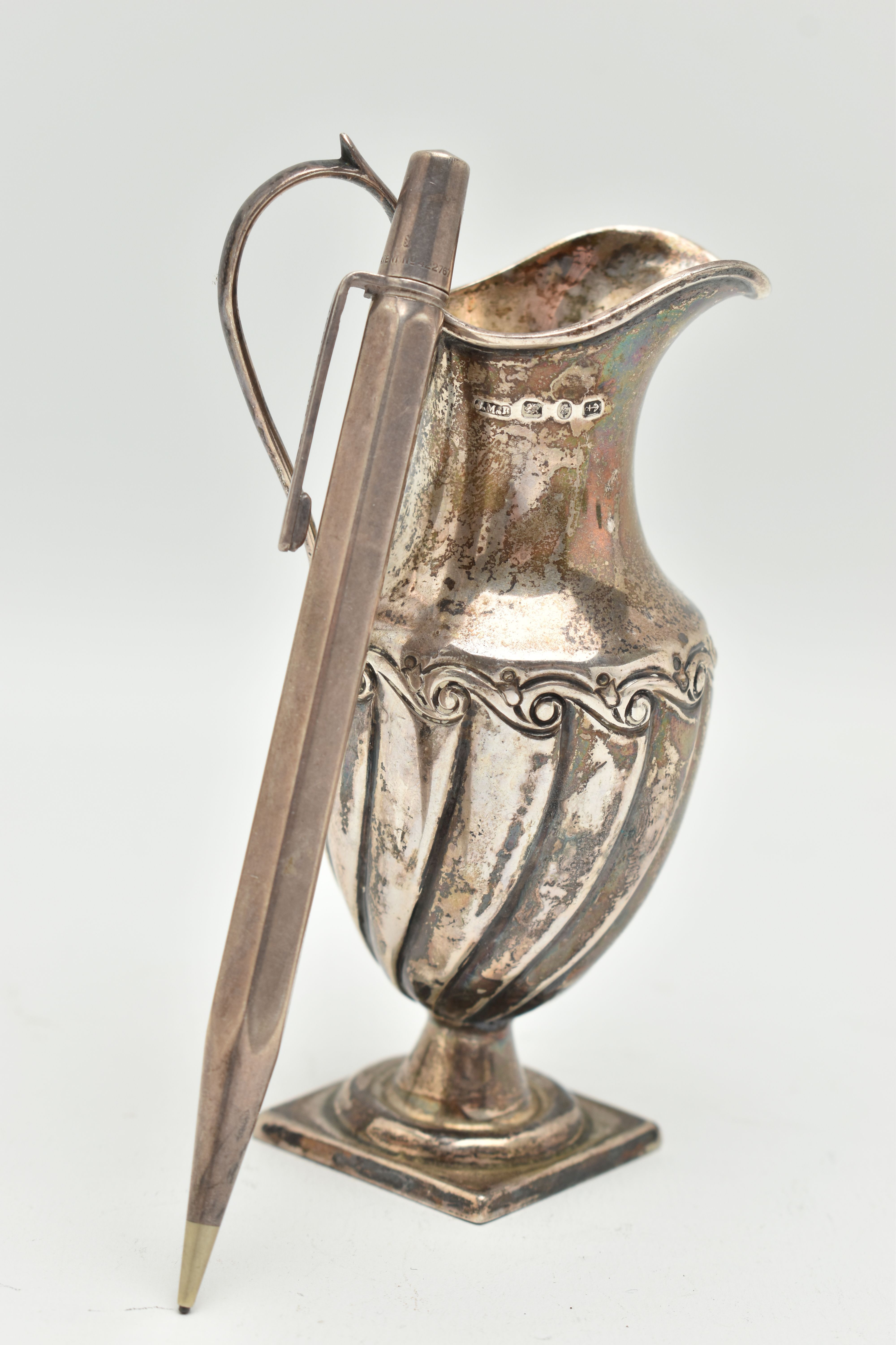 A SILVER PROPELLING 'YARD O LED' PENCIL AND A JUG, plain polished pencil with engraved initials ' - Image 2 of 2