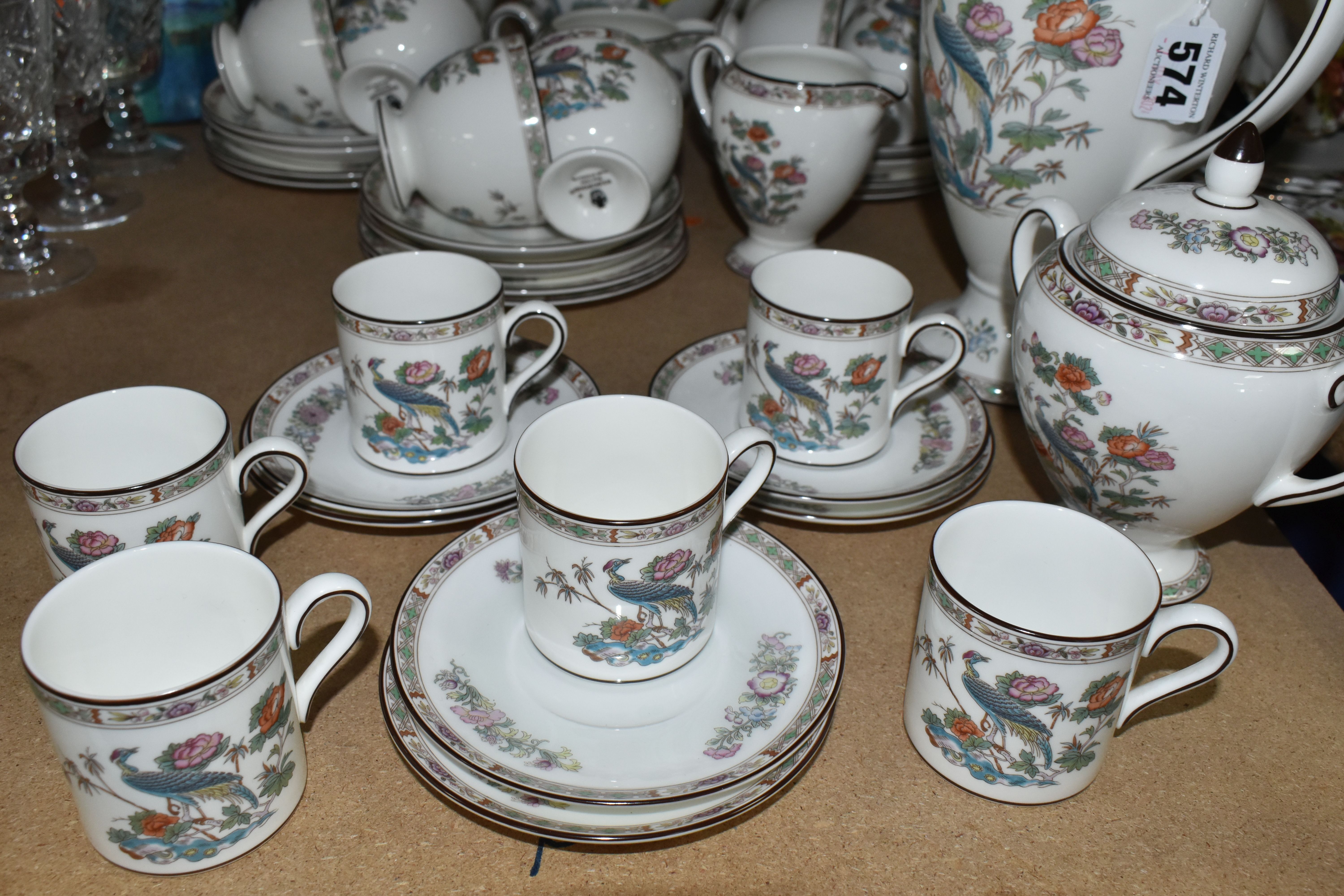 A THIRTY SEVEN PIECE WEDGWOOD 'KUTANI CRANE' R4464 TEA AND COFFEE SET, comprising a teapot, a milk - Image 3 of 5