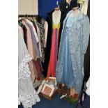 THREE BOXES AND LOOSE VINTAGE CLOTHING AND ACCESSORIES, to include a collection of ladies' silk