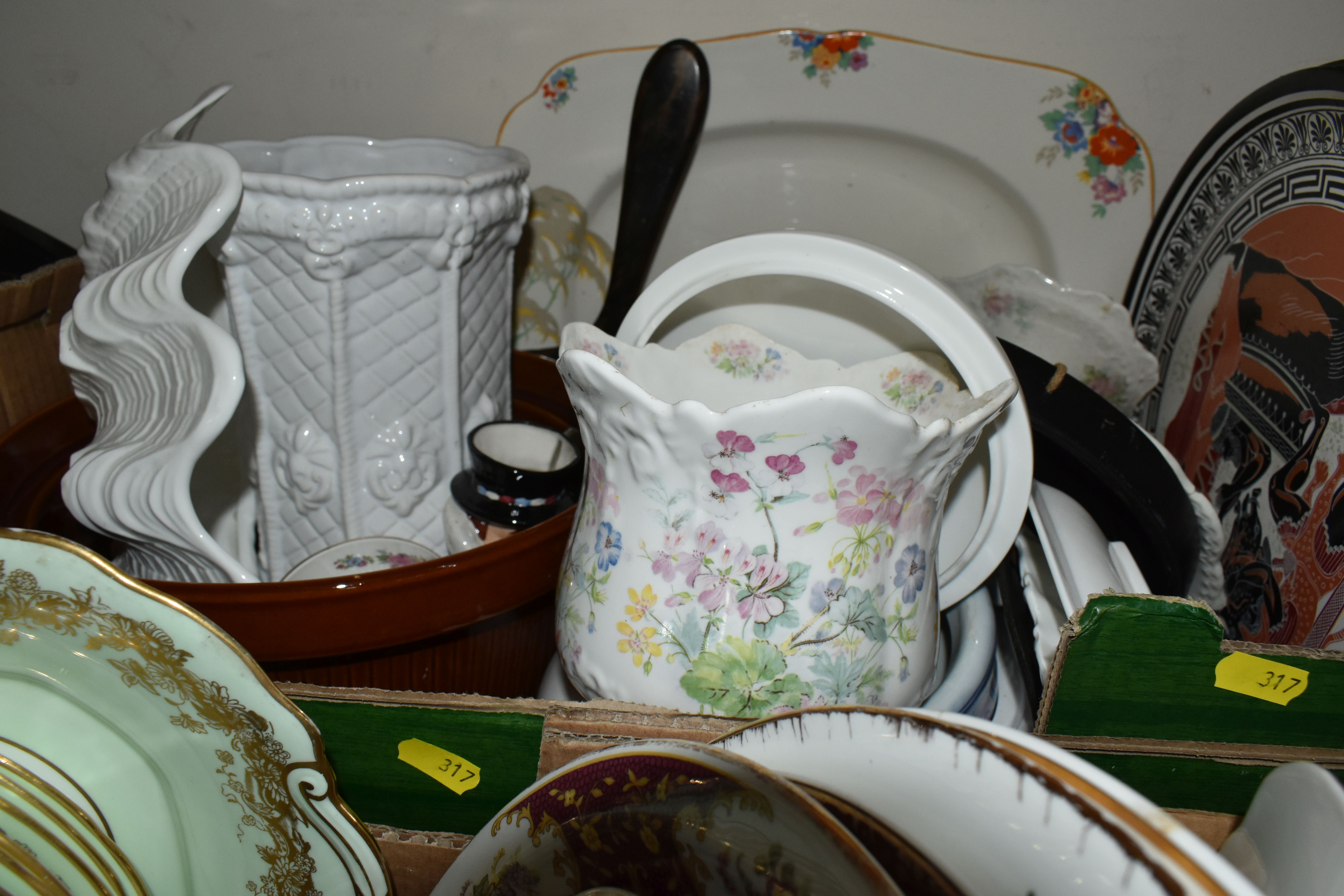 FIVE BOXES OF CERAMICS AND GLASSWARE, to include a Royal Doulton 'Sprays' pattern butter dish, - Image 5 of 8