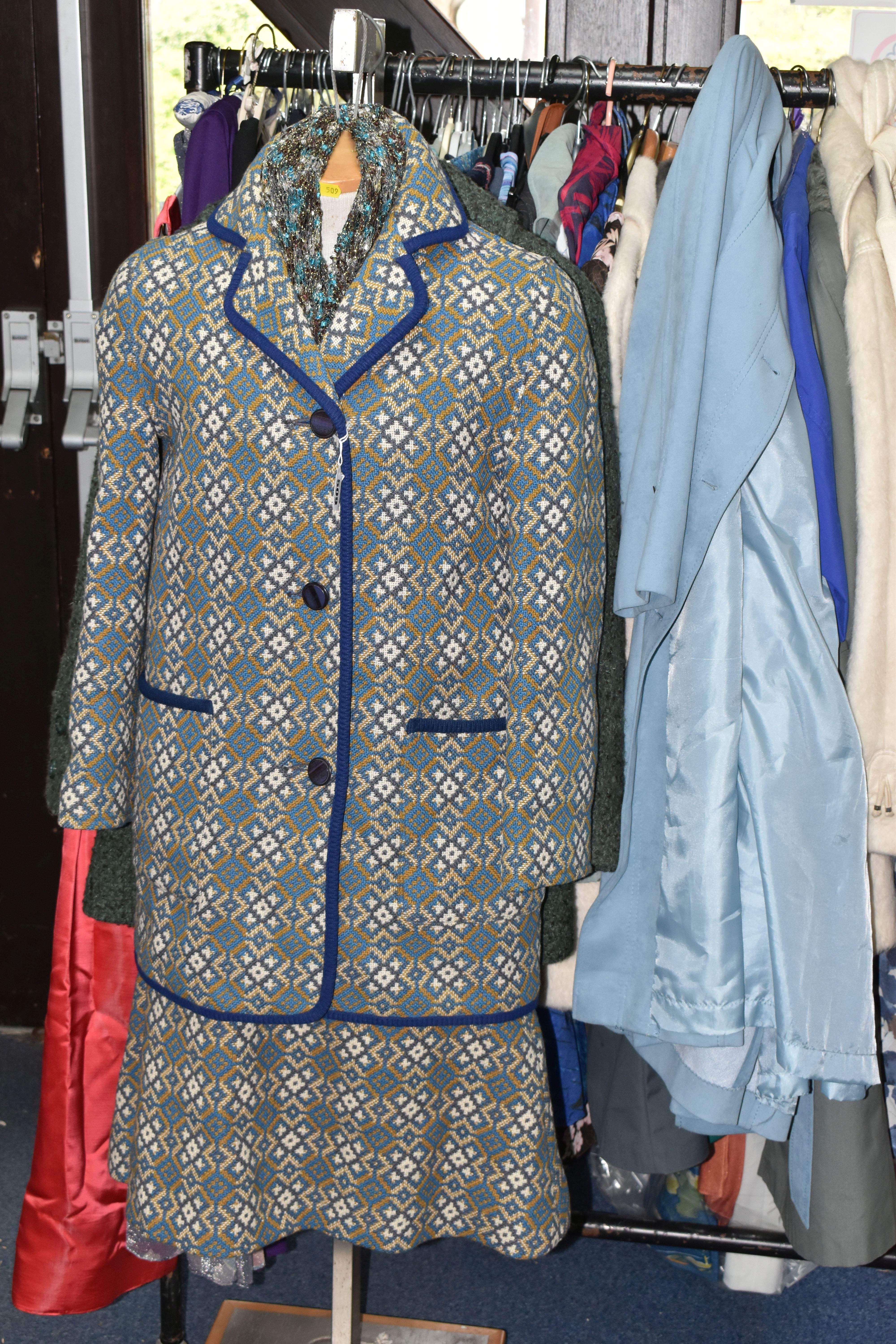 A LARGE QUANTITY OF LADIES' CLOTHING, to include a vintage 100% wool 'Welsh Woollen' skirt suit in