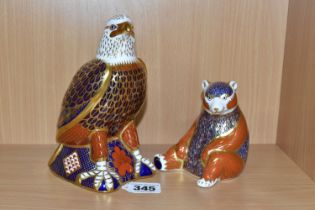 TWO ROYAL CROWN DERBY IMARI PAPERWEIGHTS, comprising Honey Bear, first quality with gold stopper,