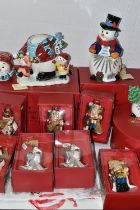 WATERFORD HOLIDAY HEIRLOOMS SCULPTURES AND MARQUIS CHRISTMAS TREE ORNAMENTS, comprising a Snowy