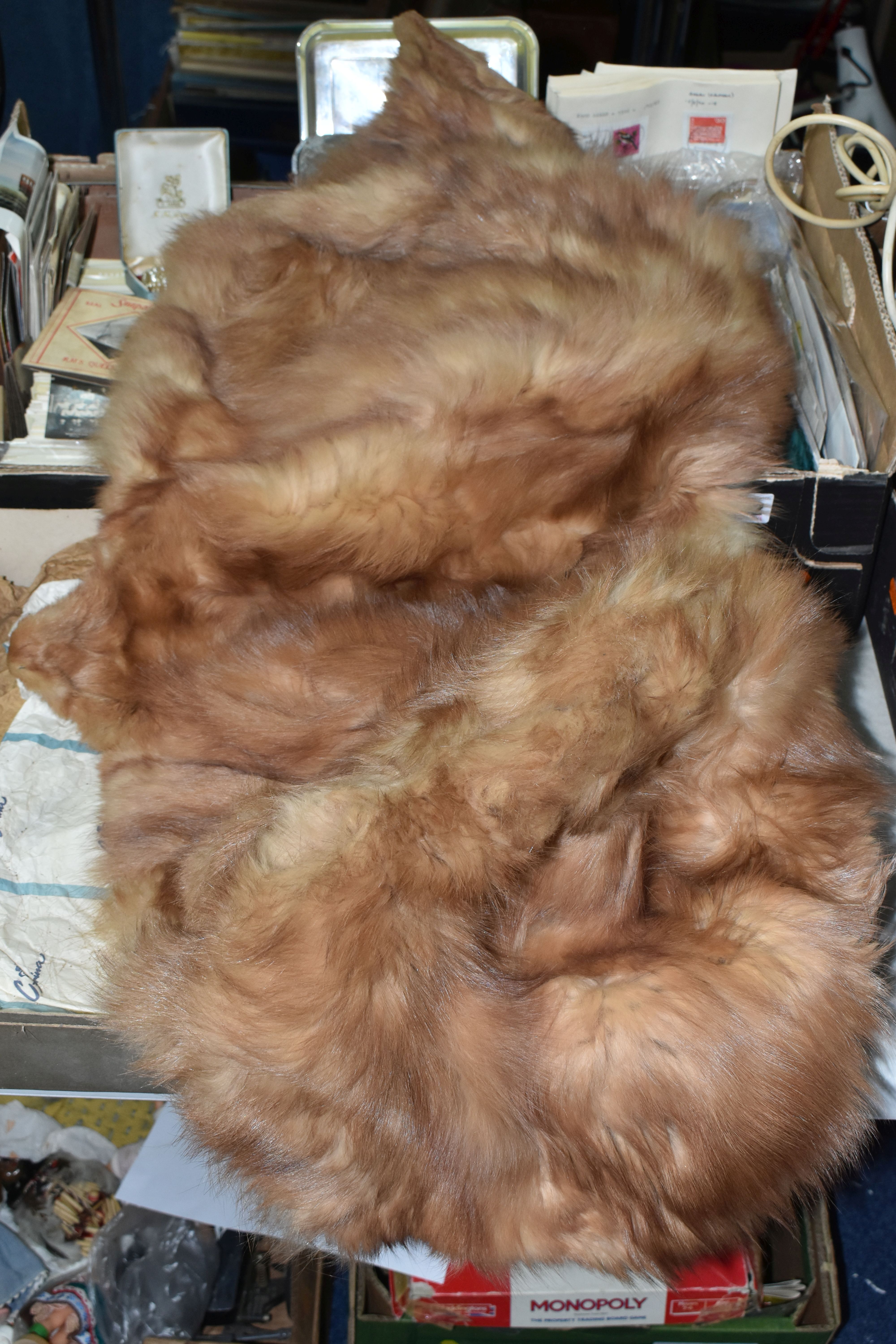 A BOX AND LOOSE FUR CAPE, EPHEMERA AND SUNDRY ITEMS, to include a boxed fox fur cape, a quantity - Image 2 of 7