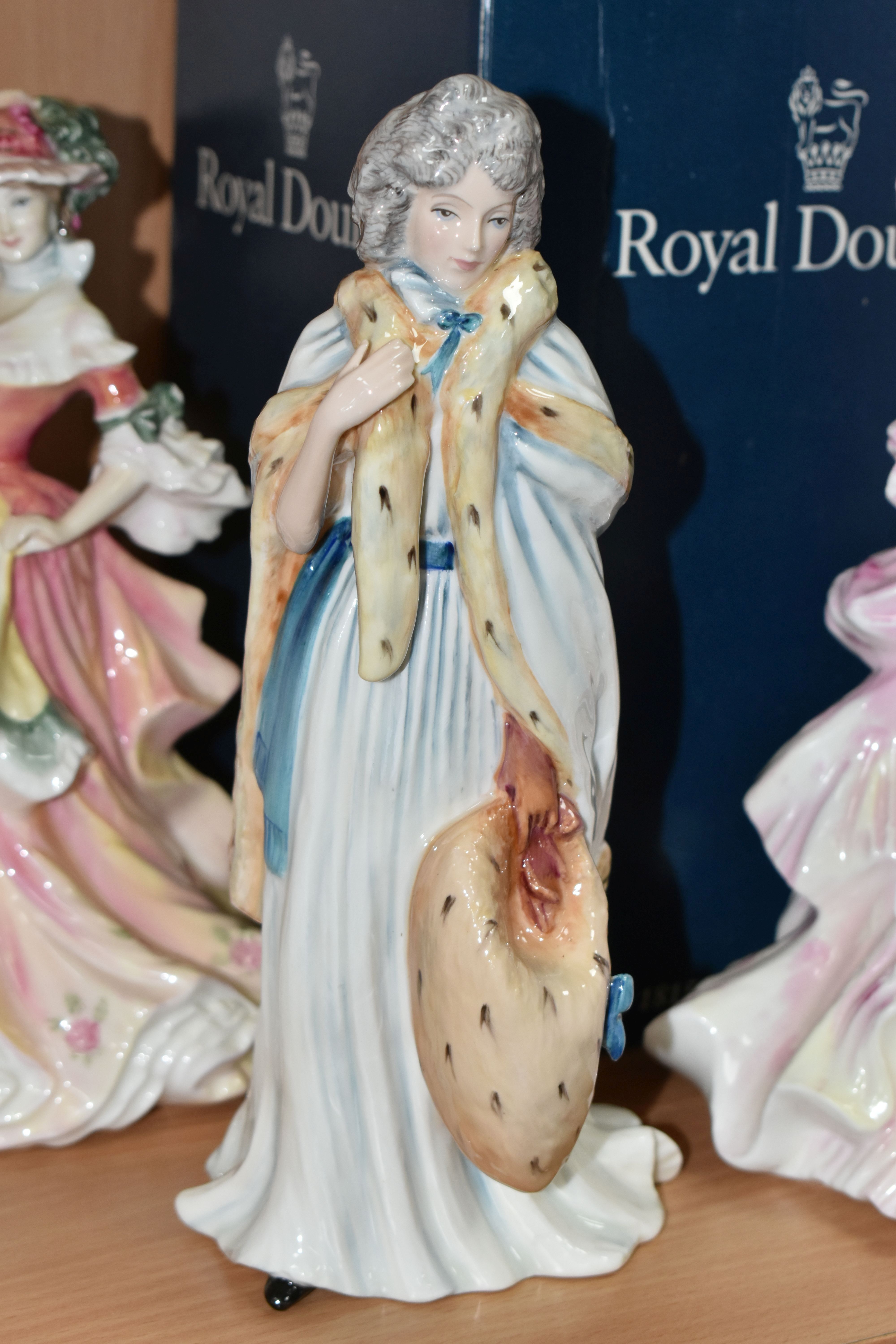 FIVE ROYAL DOULTON FIGURINES, comprising a boxed 'Flowers Of Love' Camellias HN3701 and Rose HN3709, - Image 7 of 7