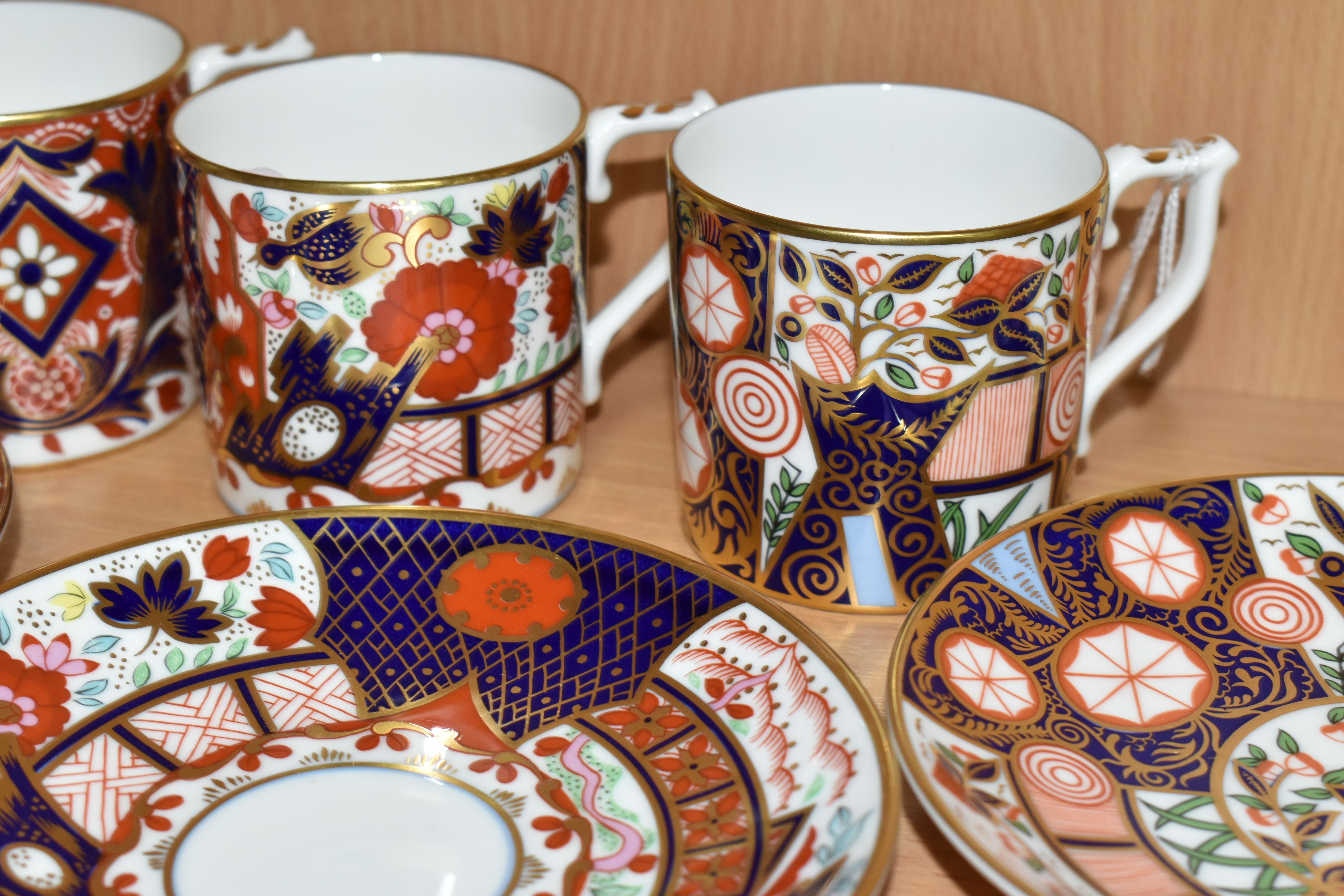 THREE ROYAL CROWN DERBY COFFEE CANS AND SAUCERS, from 'The Curator's Collection' in Rich Japan, - Image 4 of 5